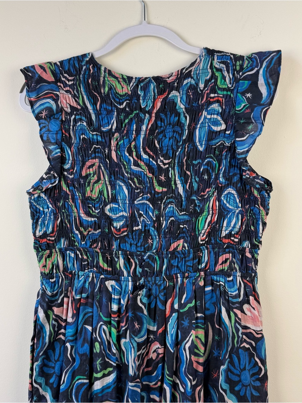 Anthropologie Peregrine Midi Dress Blue Printed Floral - Picture 7 of 9